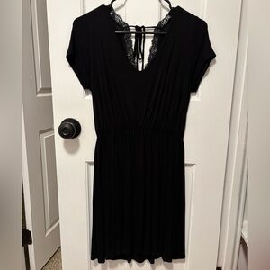 Francesca's Black Surplice Dress